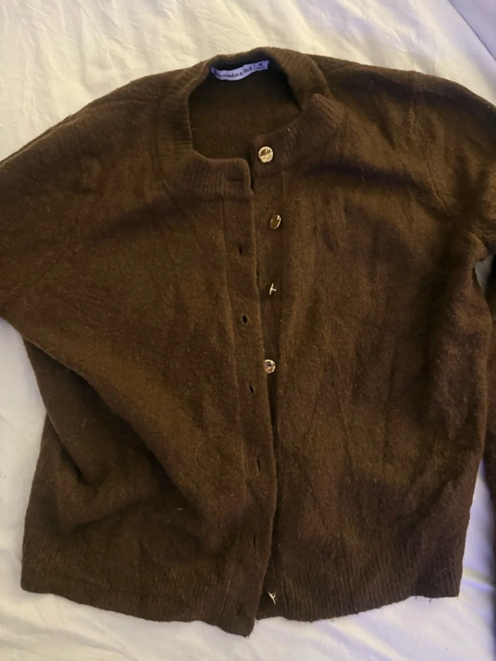 Abercrombie & Fitch Cropped Crew Cardigan - Brown - Picture 2 of 2